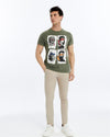 Stone WashedFour Masters CharactersPrintedMen's T-shirt