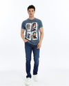 Stone WashedFour Masters CharactersPrintedMen's T-shirt