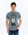 Stone Washed Effect VINTAGE SKULL VESPA Printed CottonT-shirt