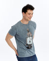 Stone Washed Effect VINTAGE SKULL VESPA Printed CottonT-shirt
