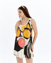 STONE WASHEDFACE & GUM PRINT WOMEN LONG LINE VEST