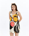 STONE WASHEDFACE & GUM PRINT WOMEN LONG LINE VEST