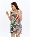 STONE WASHEDPEACE & GUITAR PRINT WOMEN LONG LINE VEST
