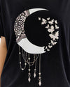 Sparkly MOON PONDEREmboirderyBallon Cut Women Cotton T-Shirt
