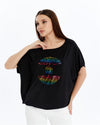 Sparkly AS ABOVE AS BELOWEmboirderyBallon Cut Women Cotton T-Shirt