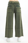 Detailed Straight Flare Leg with pockets Women Stone Washed Cotton Trouse