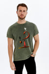 Stone Washed QUESTION OF BALANCE Printed CottonT-shirt