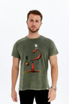 Stone Washed QUESTION OF BALANCE Printed CottonT-shirt