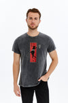 Stone WashedNINJA CAT SAMURAI Printed CottonT-shirt