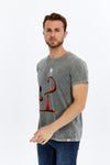 Stone Washed QUESTION OF BALANCE Printed CottonT-shirt