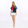 Peaceful Face Printed Baggy Cropped Shirt