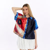 Peaceful Face Printed Baggy Cropped Shirt
