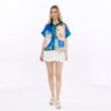 Women Baggy Cropped Printed Half Sleeve Shirt