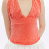 Stone Washed Backless Tie Back Crop Top