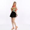 Orange Jungle Colored Printed Baggy Cropped Shirt
