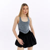 Stone washed Lace Tie Up Crop Top