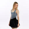 Stone washed Lace Tie Up Crop Top
