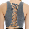 Stone washed Lace Tie Up Crop Top