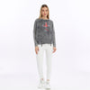 Ballon Cut Zip Front MONKEY THINKINGPrint Women Sweatshirt