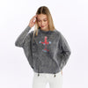 Ballon Cut Zip Front MONKEY THINKINGPrint Women Sweatshirt