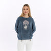 Ballon Cut Zip Front BLOSSOM SKULLPrint Women Sweatshirt