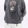 Ballon Cut Zip Front BLOSSOM SKULLPrint Women Sweatshirt