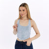 Stone washed Lace Tie Up Crop Top