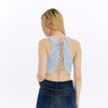 Stone washed Lace Tie Up Crop Top