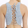 Stone washed Lace Tie Up Crop Top