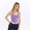 Stone washed Lace Tie Up Crop Top