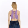Stone washed Lace Tie Up Crop Top