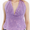 Stone Washed Backless Tie Back Crop Top