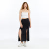 Stone Washed Cotton Plain SplitMaxi Skirt