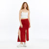 Stone Washed Cotton Plain SplitMaxi Skirt