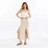 Stone Washed Cotton Plain SplitMaxi Skirt