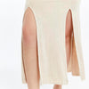 Stone Washed Cotton Plain SplitMaxi Skirt
