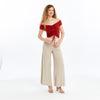 High Waisted Flare Leg Soft Cotton Trouser