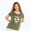 Stone Washed Woodstock Peace Love Music Print Women's Top