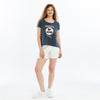 Stone Washed Woodstock Peace Love Music Print Women's Top