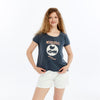 Stone Washed Woodstock Peace Love Music Print Women's Top