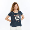 Stone Washed Woodstock Peace Love Music Print Women's Top