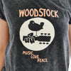 Stone Washed Woodstock Peace Love Music Print Women's Top
