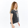 Stone Washed Woodstock Peace Love Music Print Women's Top