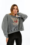 Stone Washed WILD LIKE THE WEST FOREVER Printed Women Cropped Sweatshirt
