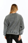 Stone Washed WILD LIKE THE WEST FOREVER Printed Women Cropped Sweatshirt