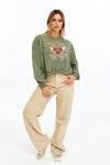 Stone Washed WILD LIKE THE WEST FOREVER Printed Women Cropped Sweatshirt