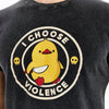 Stone Washed Effect I CHOOSE VIOLENCE CHICK Printed CottonT-shirt