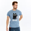 Stone Washed Effect YOU SAW NOTHING CATPrinted CottonT-shirt