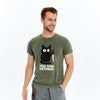 Stone Washed Effect YOU SAW NOTHING CATPrinted CottonT-shirt