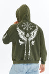 Stone Washed VIKING RAMEN Print at back Cotton Men's Hoodie